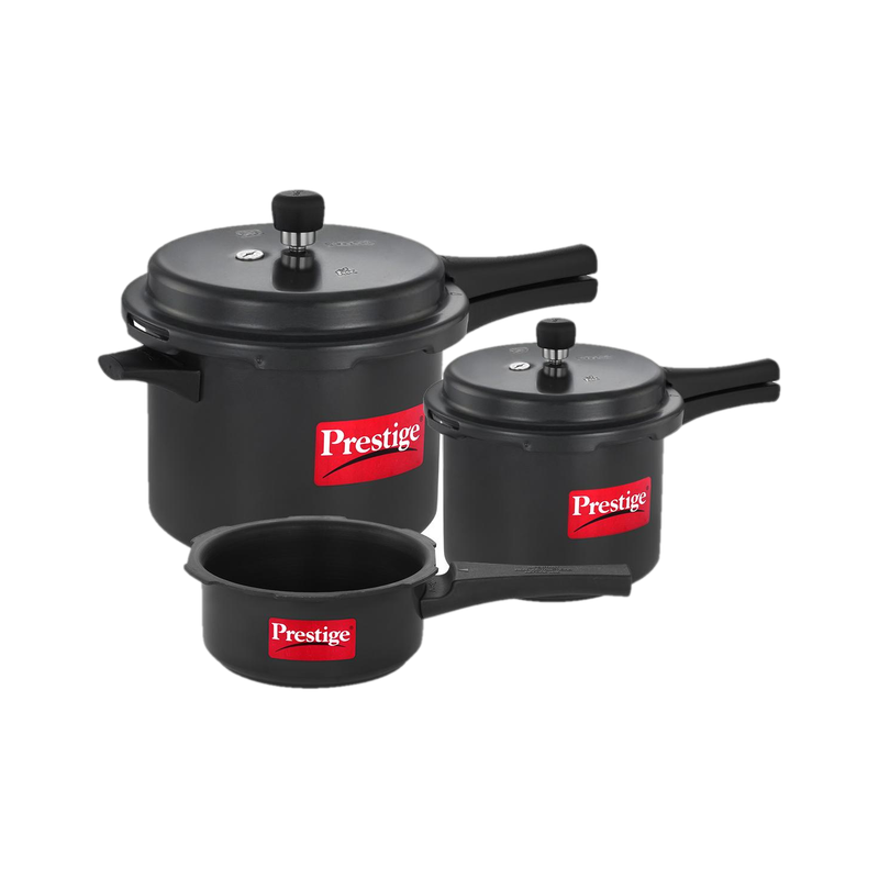 Prestige HA Popular + 5 L, 3 L, 2 L Induction Bottom Pressure Cooker & Pressure Pan (Hard Anodized)