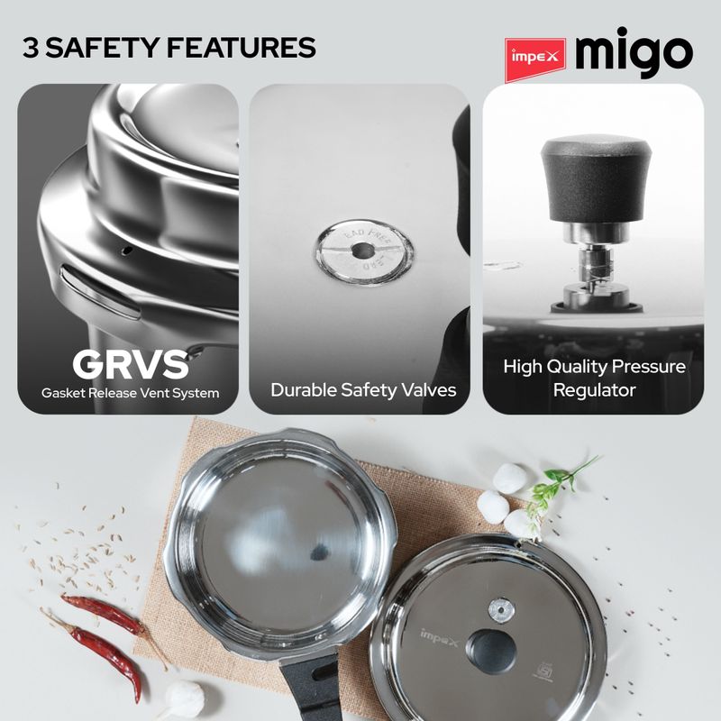 IMPEX 235 SS 5L, 3L, 2L Induction Pressure Cooker - Image 6