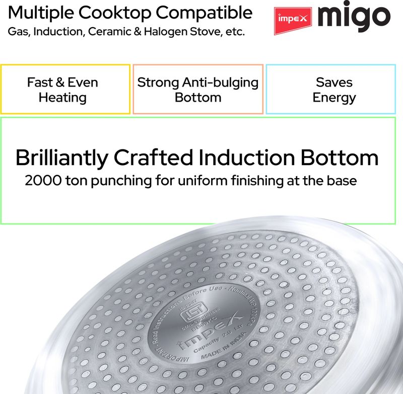 IMPEX Migo Induction Base Pressure Cooker Combo 2L, 3L - Image 6