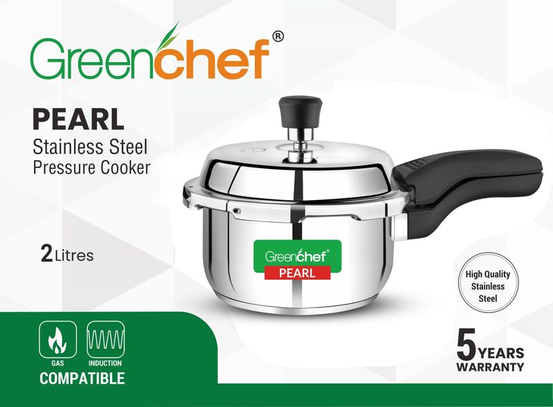 Greenchef Pearl 2L Induction Bottom Pressure Cooker, Stainless Steel, - Image 3