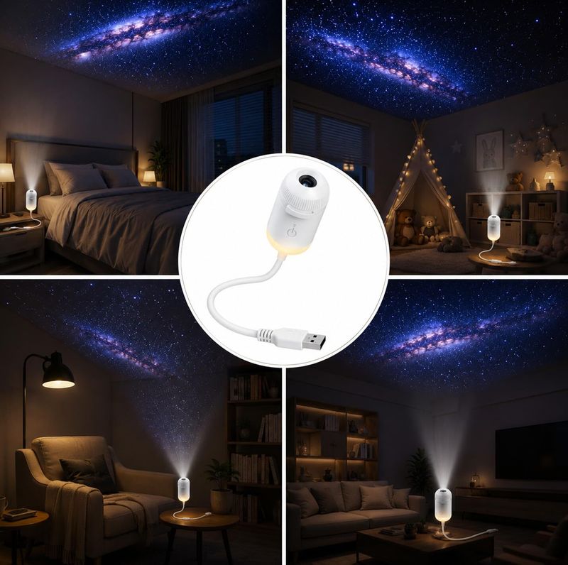 MCBAZEL Galaxy Projector Night Light, USB, White - Image 6