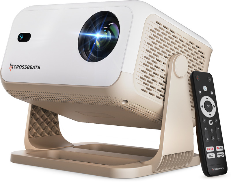 CrossBeats LumeX Flix (16000 lm / 1 Speaker / Wireless / Remote Controller) Portable 1080p Native with 4K Ultra HD Support, Official Netflix Licensed,