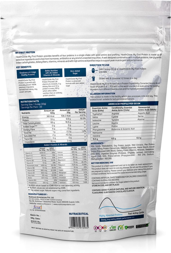 HEALTHOXIDE My First Protein, Chocolate, 1 kg - Image 4