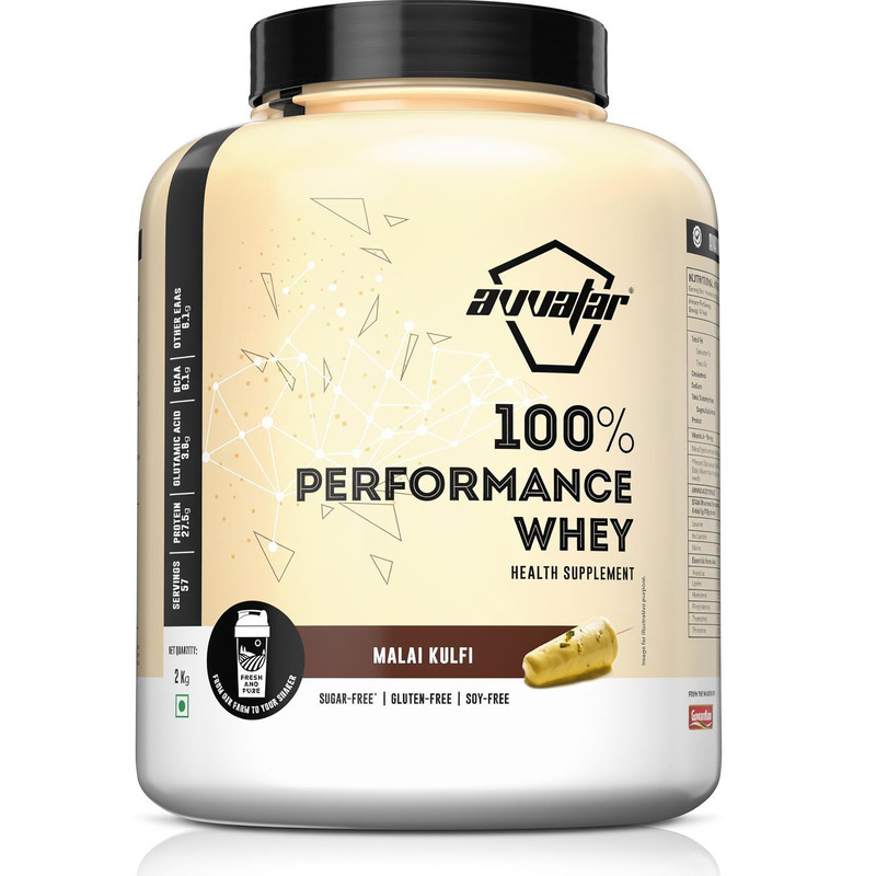 Avvatar 100% Performance Whey Protein 2 kg, Malai Kulfi