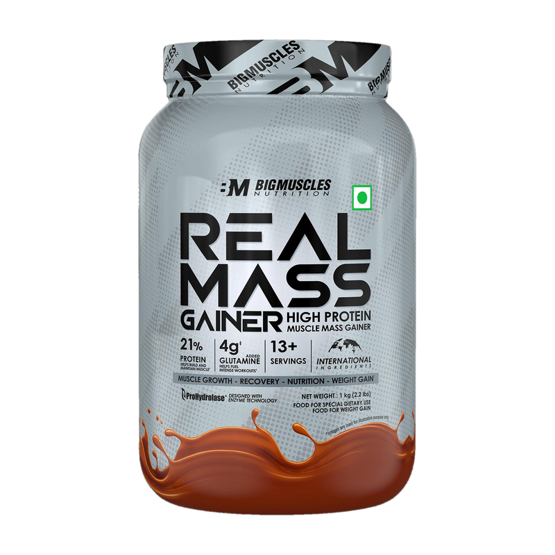 BIGMUSCLES NUTRITION Real Weight Gainer, 1kg, Chocolate - Image 2