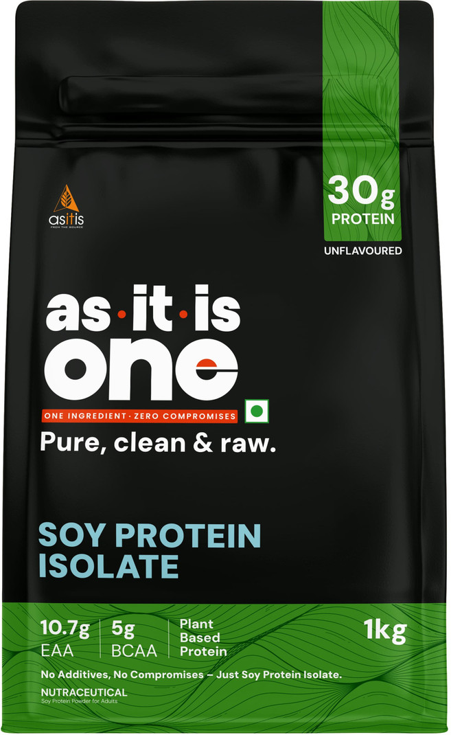 AS-IT-IS Nutrition One Soy Protein Isolate - Plant-Based, Complete Amino Acid Profile Plant-Based Protein (1000 g, unflavored)