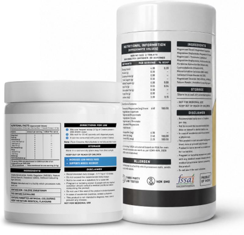 Wellcore Muscle Recovery Combo | YouWeFit Magnesium 5X Complex & Creatine (60 Capsules, 122 g, Fruit Fusion) - Image 3