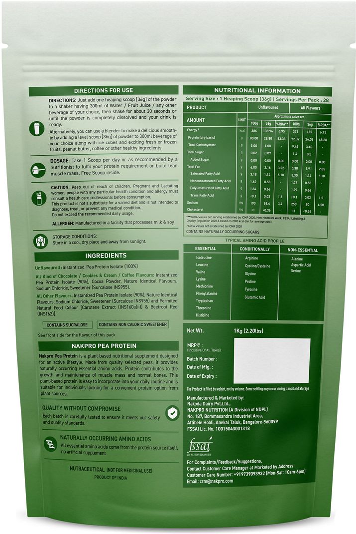 Nakpro Pea Isolate Powder 26g - Image 3