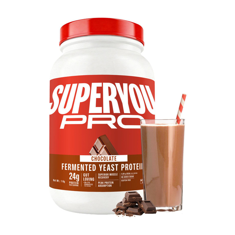 SUPERYOU Pro Fermented Yeast Protein, 24g Protein, Gut Friendly, Superior Muscle Recovery Plant-Based Protein