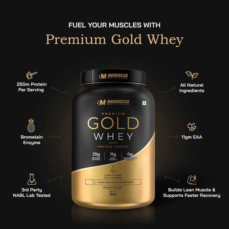 BIGMUSCLES NUTRITION Premium Gold Whey Protein 1kg Chocolate Brownie - Image 3