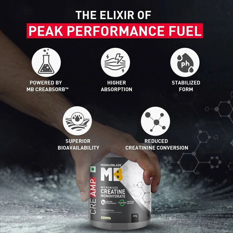MUSCLEBLAZE Micronised Monohydrate Creatine 320g - Image 5
