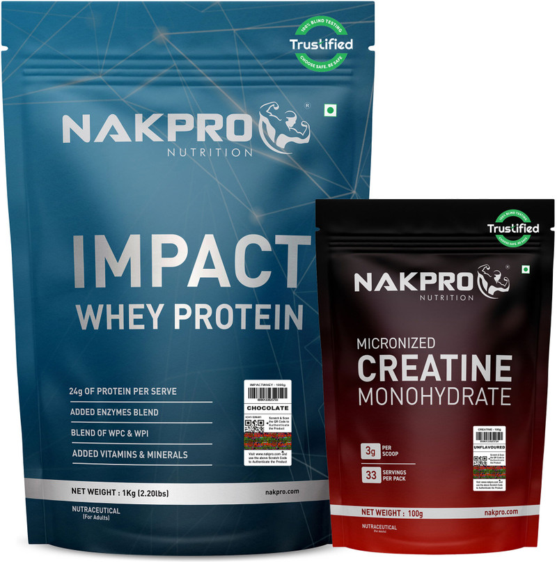 Nakpro Impact Isolate Whey Protein 1.1 kg, Chocolate + Unflavoured