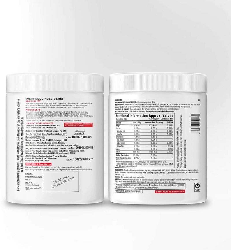 GNC Creatine Monohydrate 400g with Black Shaker 750 ml - Image 5