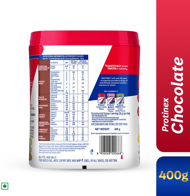 Protinex Rich chocolate | 40% daily protein with 200ml milk | Strong muscles | Zero sugar Whey Protein (400 g, Chocolate) - Image 4