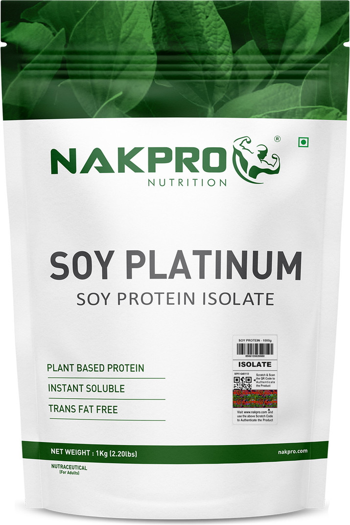 Nakpro Soy Platinum | Soy Protein Isolate | 30g Pro | Plant-Based Protein 1 kg, Unflavoured