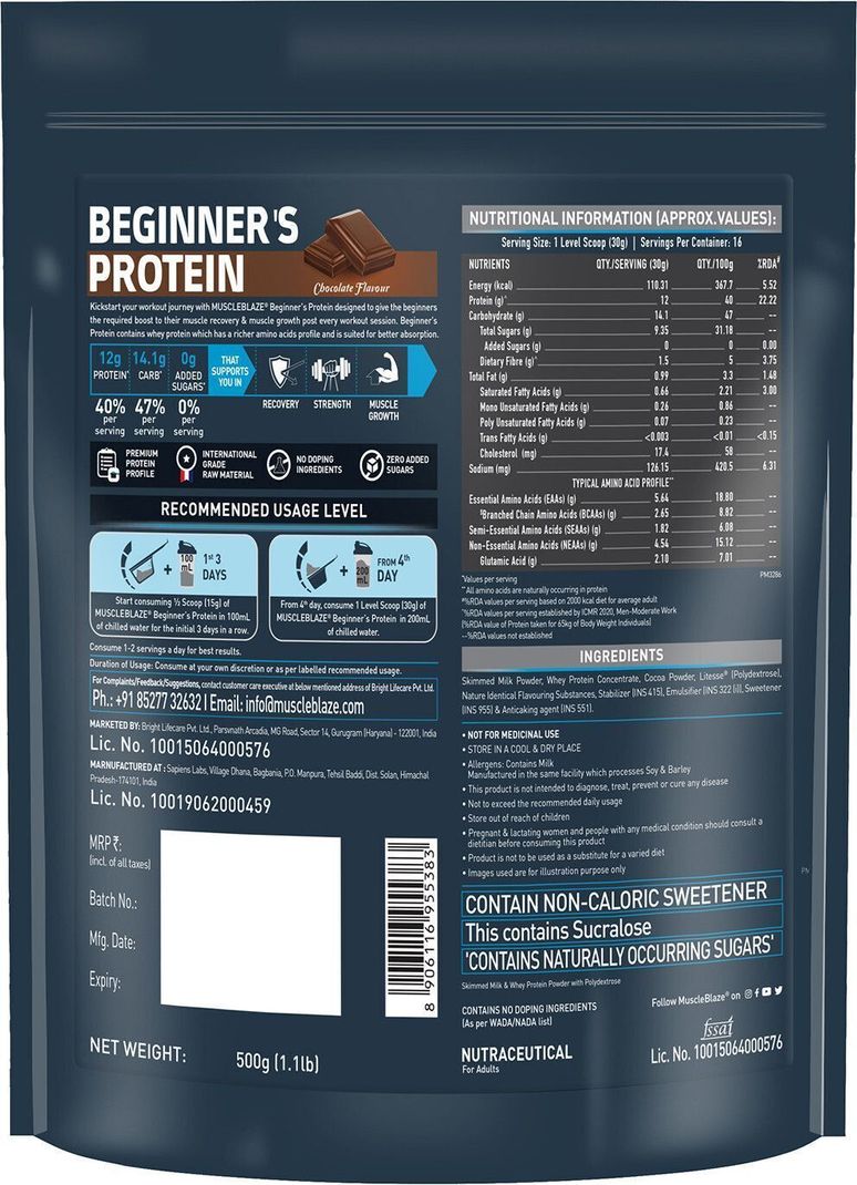MUSCLEBLAZE Beginner's Whey Protein 152g - Image 6