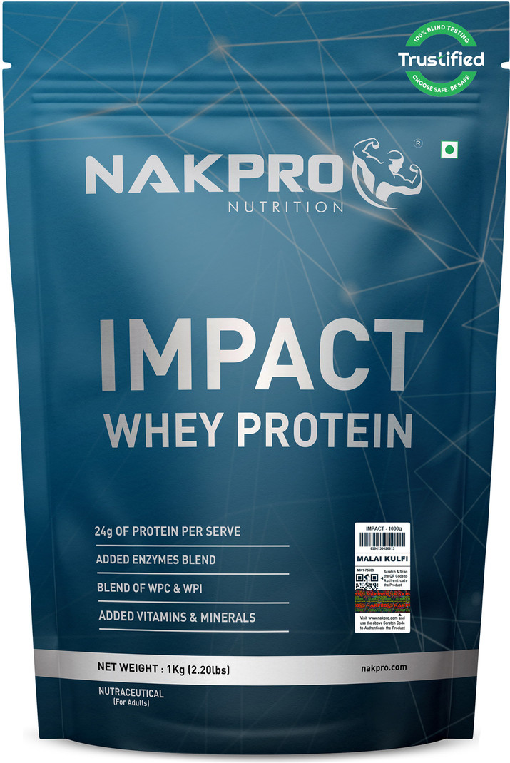 Nakpro Impact Isolate Whey Protein (1 kg, Malai Kulfi)