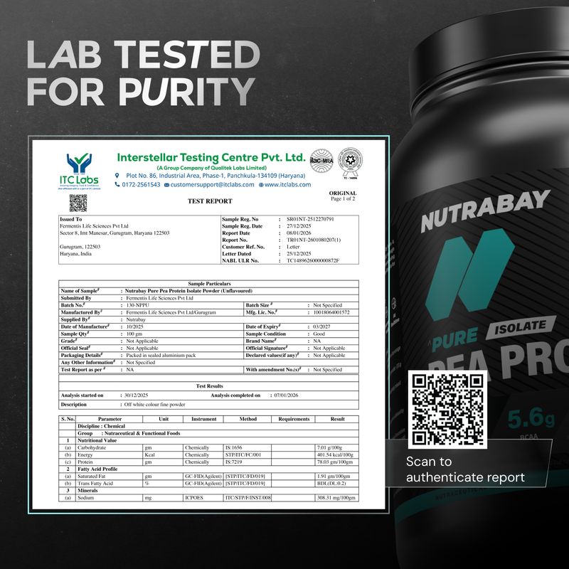 Nutrabay Pure 100% Pea Isolate Plant-Based Protein (907 g, Unflavoured) - Image 6