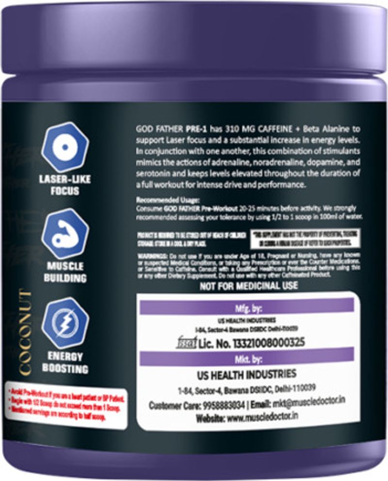 Muscle Doctor M D God Father PRE-1 Pre Workout, 40 Servings - Image 5