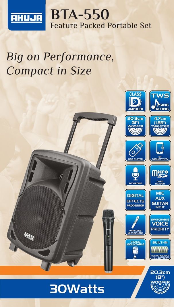 Ahuja BTA 550 Portable Speaker with Wireless Mic - Image 3