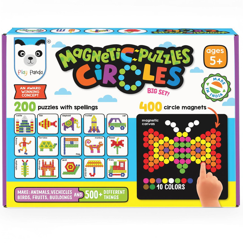 PLAY PANDA Magnetic Puzzles (big) Circles with 400 Magnets & 200 Puzzles 400 Pieces