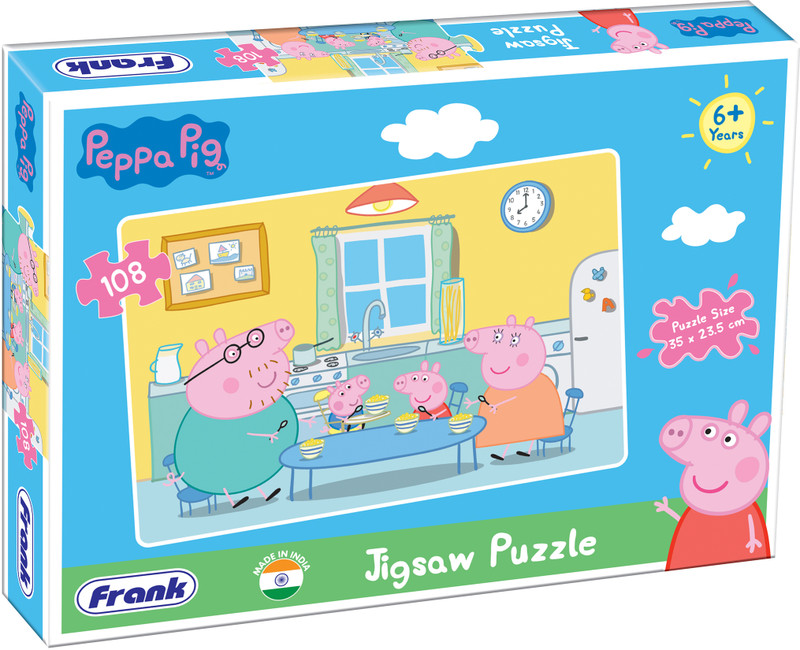 Frank Peppa Pig- 3 in 1 Jigsaw Puzzle for Kids Above 4+ Years -Brain Booster Games (26 Pieces)