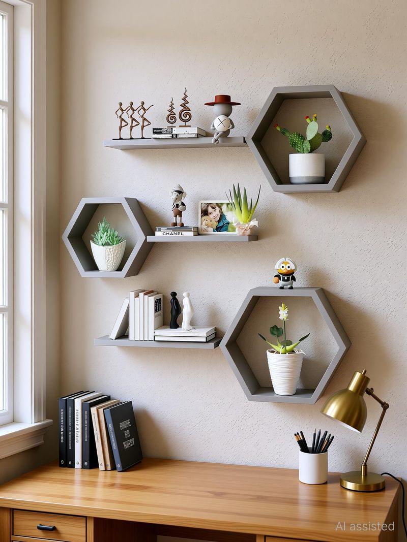 Stylish Art Maker Wall Shelf Set of 6 (Grey) - Image 2
