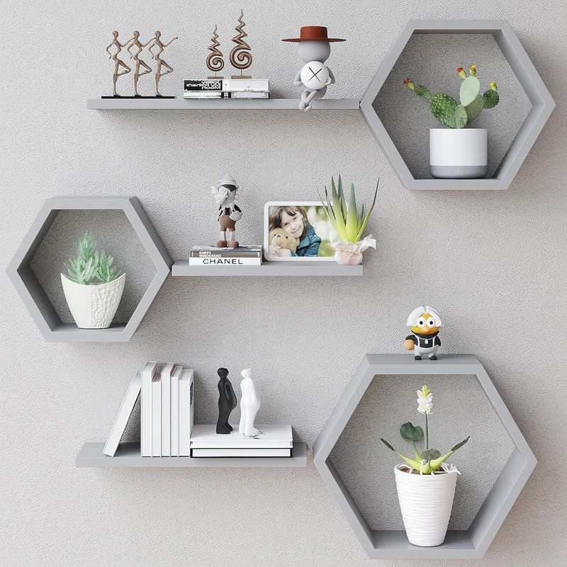 Stylish Art Maker Wall Shelf Set of 6 (Grey) - Image 6