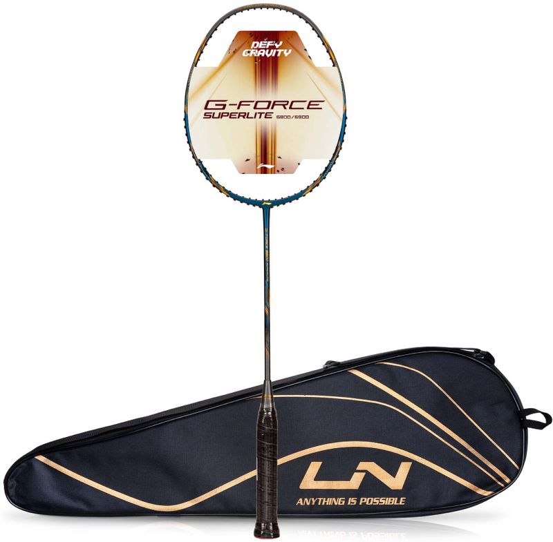 LI-NING G-Force 5800 Superlite 78g Blue, Grey, Gold Badminton Racquet - Image 3