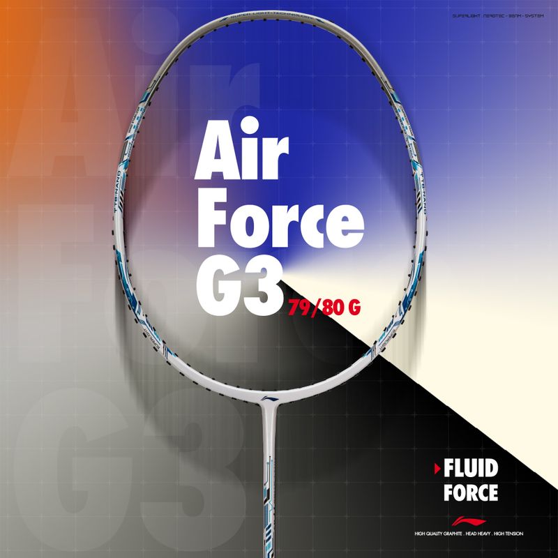 LI-NING Air - Force 77 G3 White, Silver, Blue Badminton Racquet - Image 4