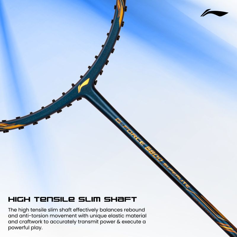 LI-NING G-Force 5800 Superlite 78g Blue, Grey, Gold Badminton Racquet - Image 4