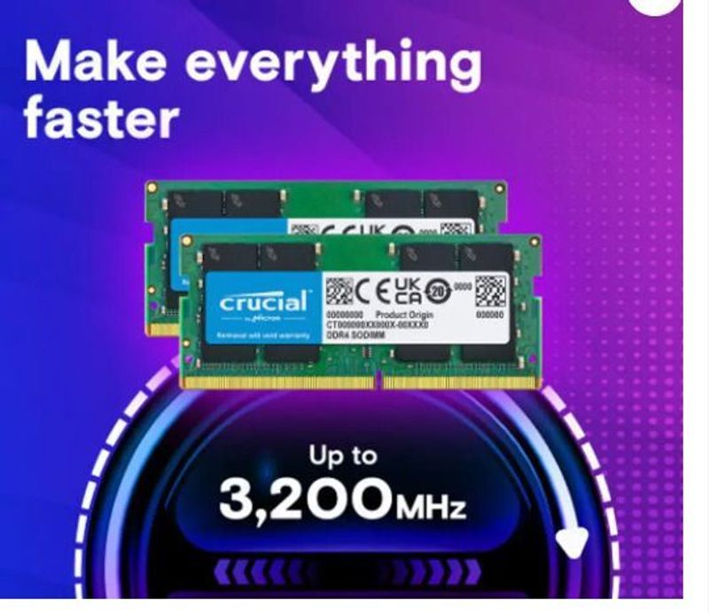 Crucial 8GB DDR4-2666 Mhz SODIMM DDR4 8 GB (Single Channel) Lapto...more - Image 3