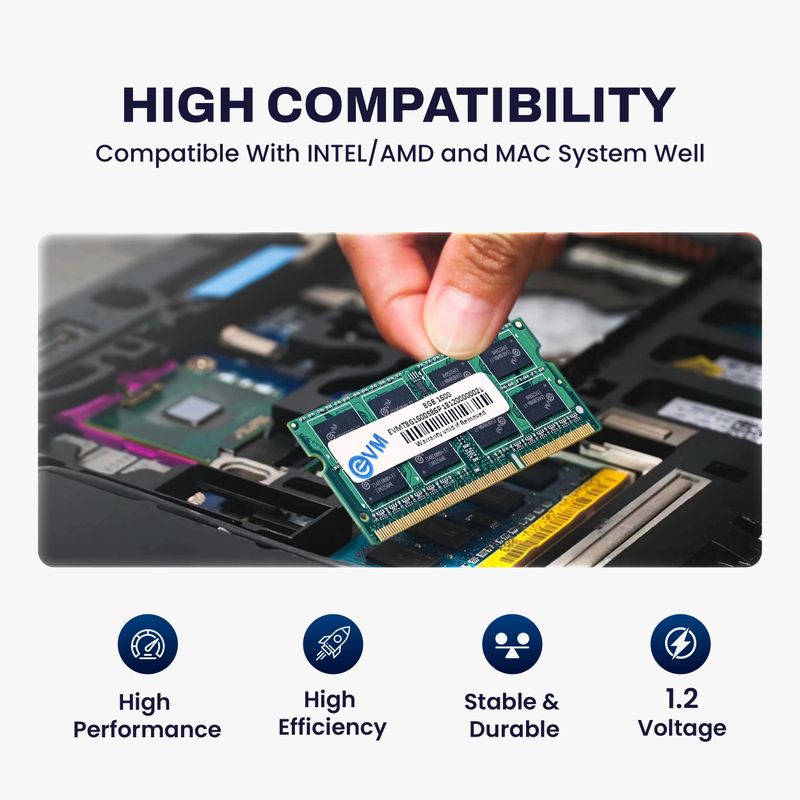 EVM Laptop RAM DDR3 8GB (EVMT8G1600S86P) Black - Image 6