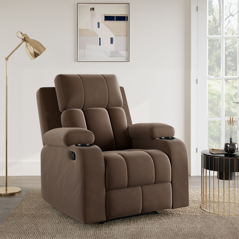 SNUZSPACE Fabric Manual Recliner (Finish Color - Brown, DIY(Do-It-Yourself))