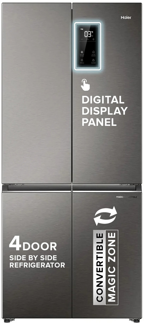 Haier 520 L Frost Free French Door Bottom Mount 3 Star Convertible Refrigerator with Convertible Magic Zone, Inverter compressor, Digital Display Pane