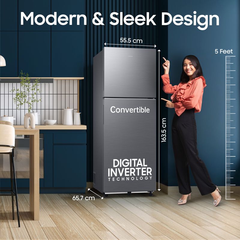 Samsung 256L Frost Free Double Door 3 Star Refrigerator (Refined - Image 6