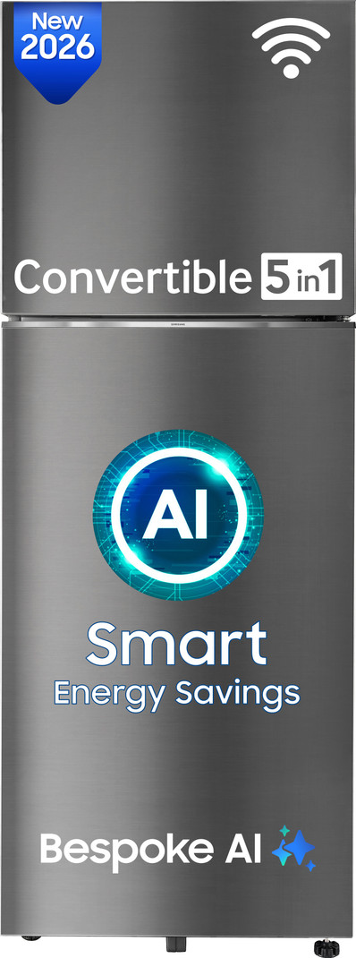 Samsung 350 L Frost Free Double Door 3 Star Refrigerator with Convertible 5-in-1, Wifi Enabled, Bespoke AI, Digital Inverter, 2026 Model ELEGANT INOX,