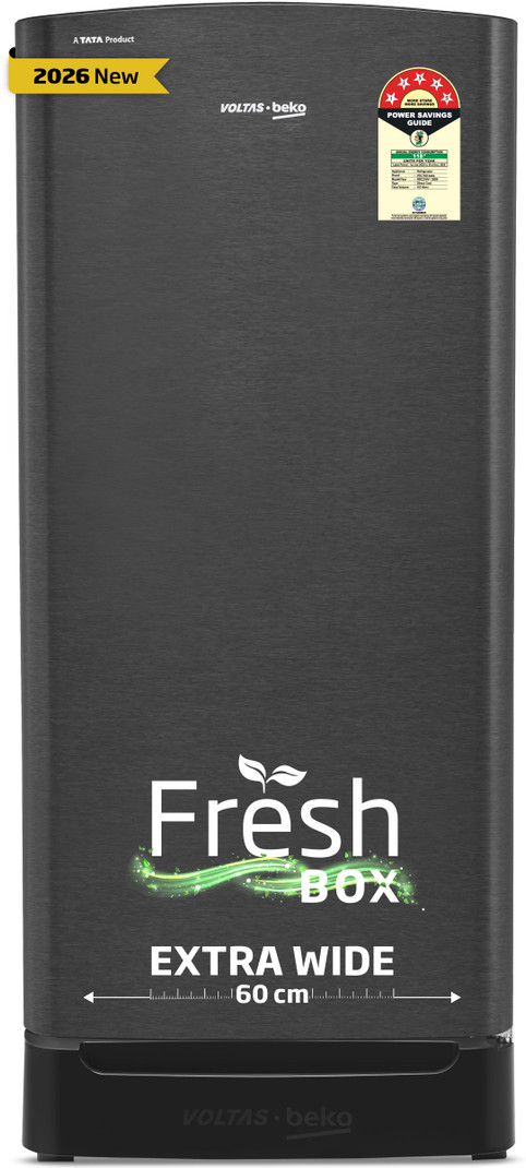 Voltas Beko 183 L Direct Cool Single Door 5 Star Refrigerator with Base Drawer Dark Grey, RDC215V / 5W0DGR0M0B00GO