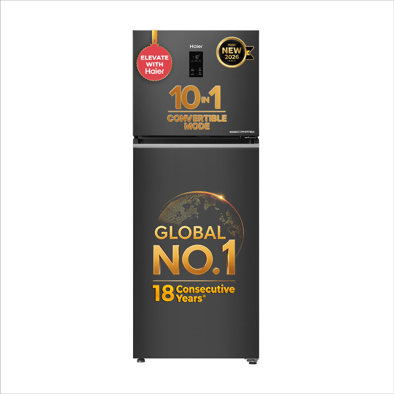 Haier 328 L Frost Free Double Door 2 Star Convertible Refrigerator  with Triple Inverter , 10 In 1 Convertible Modes, Digital Touch Display & Spacious