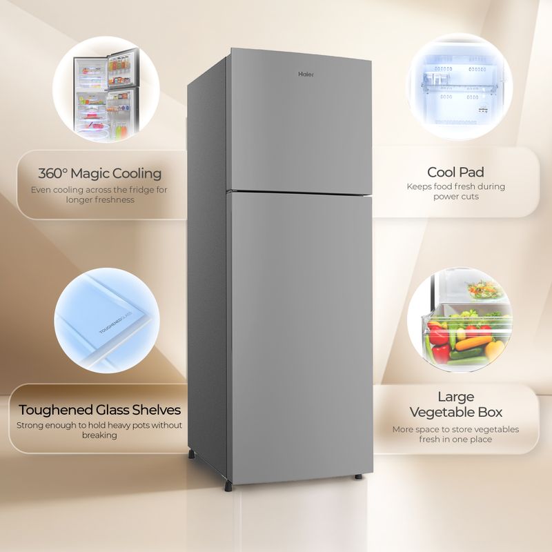 Haier 240 L Frost Free Double Door 1 Star Refrigerator (Moon Silver, - Image 3