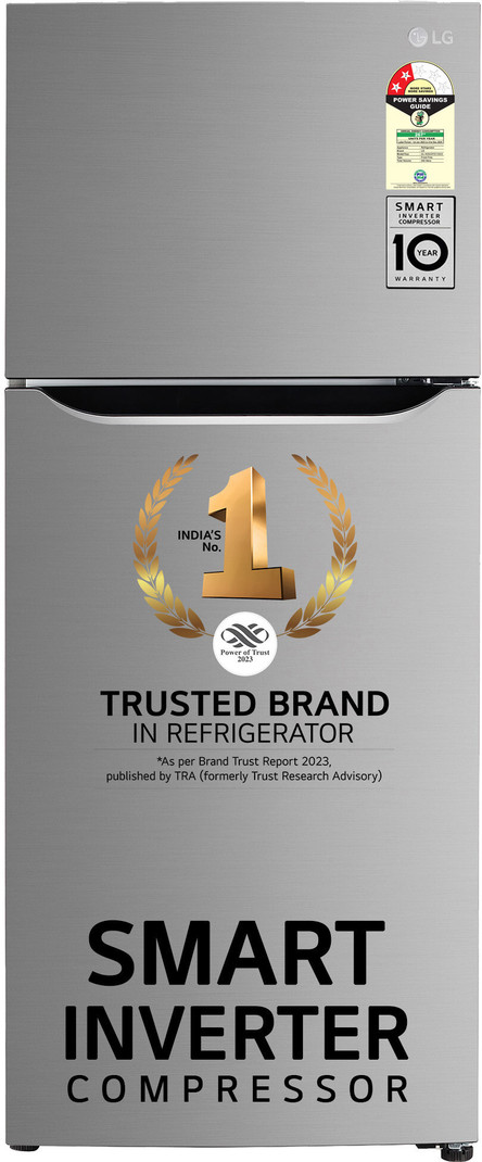LG 242 L Frost Free Double Door 2 Star Refrigerator  with Smart Inverter Compressor, Multi Air Flow, & MOIST N FRESH (Shiny Steel, GL-N292DPZY)