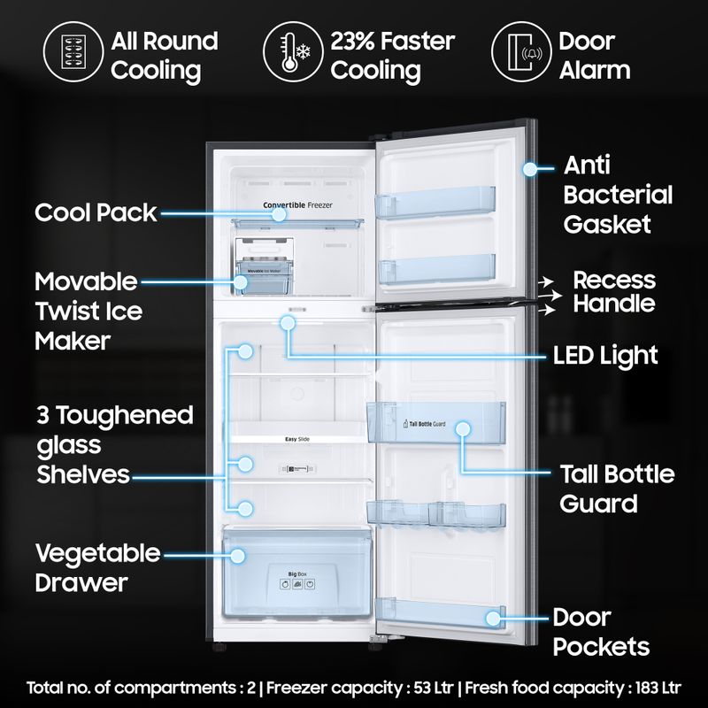 Samsung 236 L Frost Free Double Door Refrigerator - Image 5