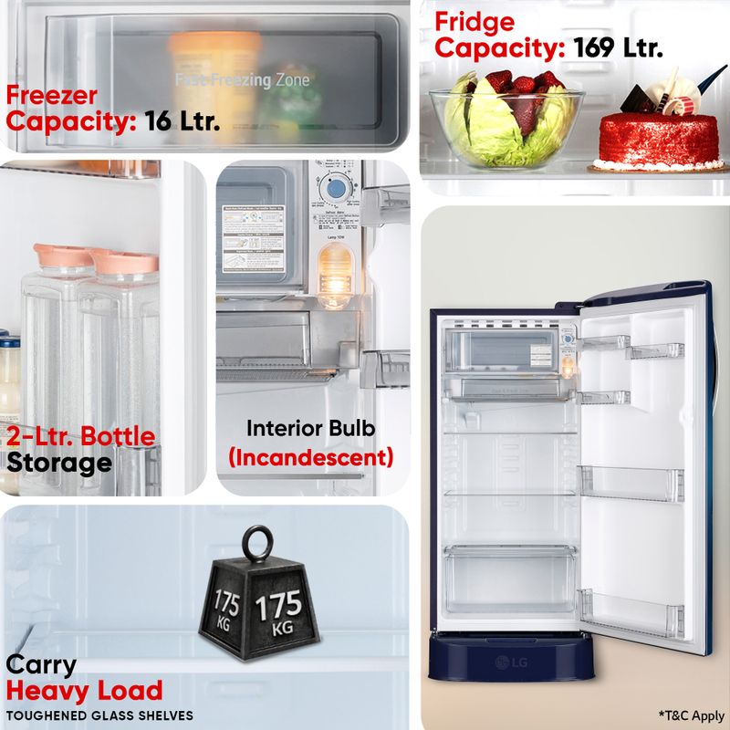 LG 185L Direct Cool Single Door 5 Star Refrigerator - Image 6