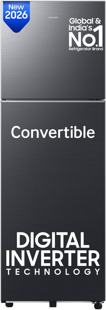 Samsung 256 L Frost Free Double Door 3 Star Refrigerator  with Convertible, Digital Inverter, 2026 Model (BLACK DOI, RT40H30U3FHL)