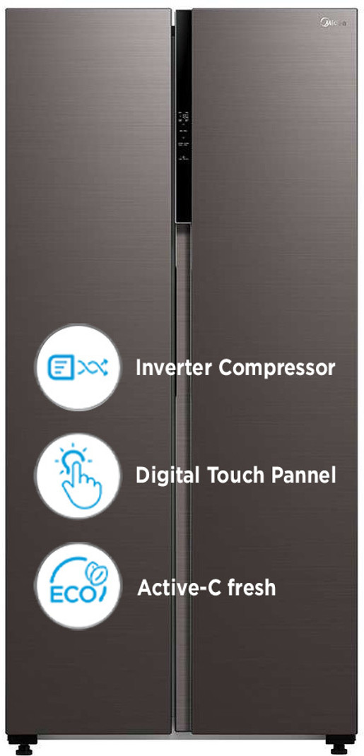 Midea 482 L Frost Free Side by Side Refrigerator  (Black, MDRS619FGG28IND)