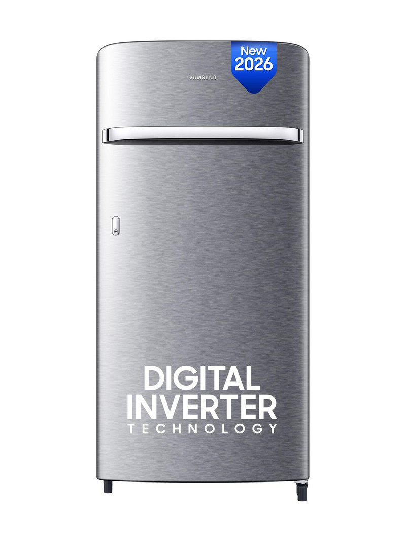 Samsung 189 L Direct Cool Single Door 5 Star Refrigerator with Digital Inverter, Single Touch Defrost, 2026 Model (Elegant Inox, RR21H2G25S8/HL)