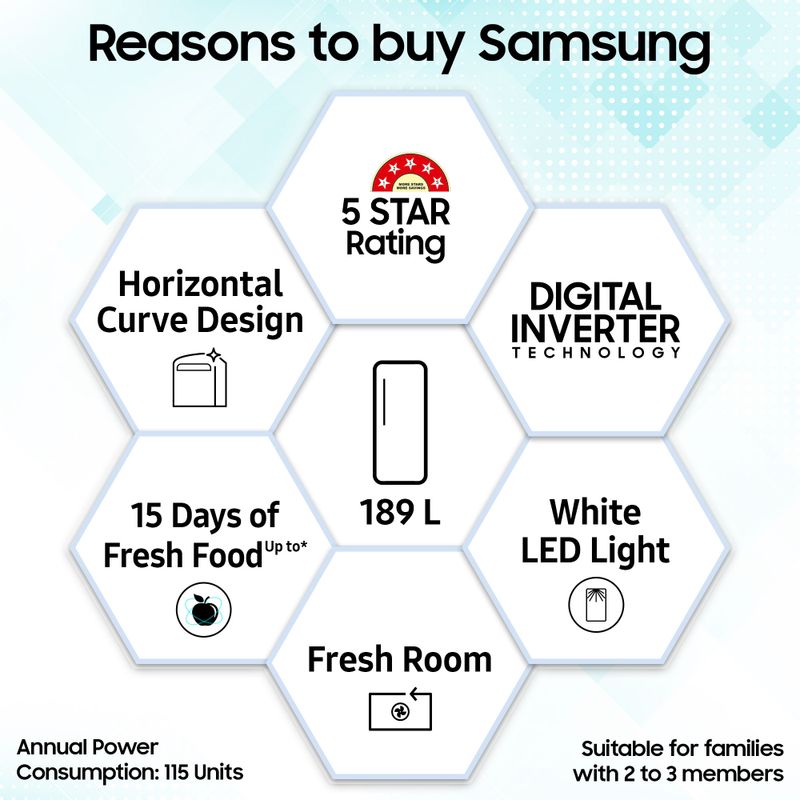 Samsung স্যামসাং 189 L 5 ষ্টার (2026) রেফ্রিজারেটর বেস ড্রয়ারের সাথে - Image 4