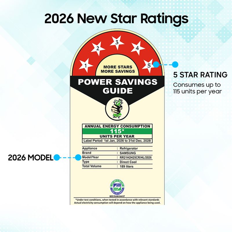 Samsung স্যামসাং 189 L 5 ষ্টার (2026) রেফ্রিজারেটর বেস ড্রয়ারের সাথে - Image 3