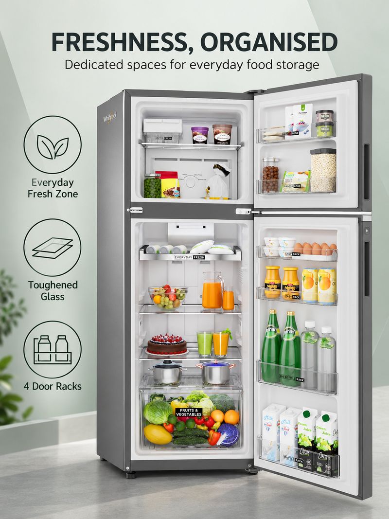 Whirlpool 235 L Frost Free Double Door 3 Star Refrigerator (Lunar - Image 4