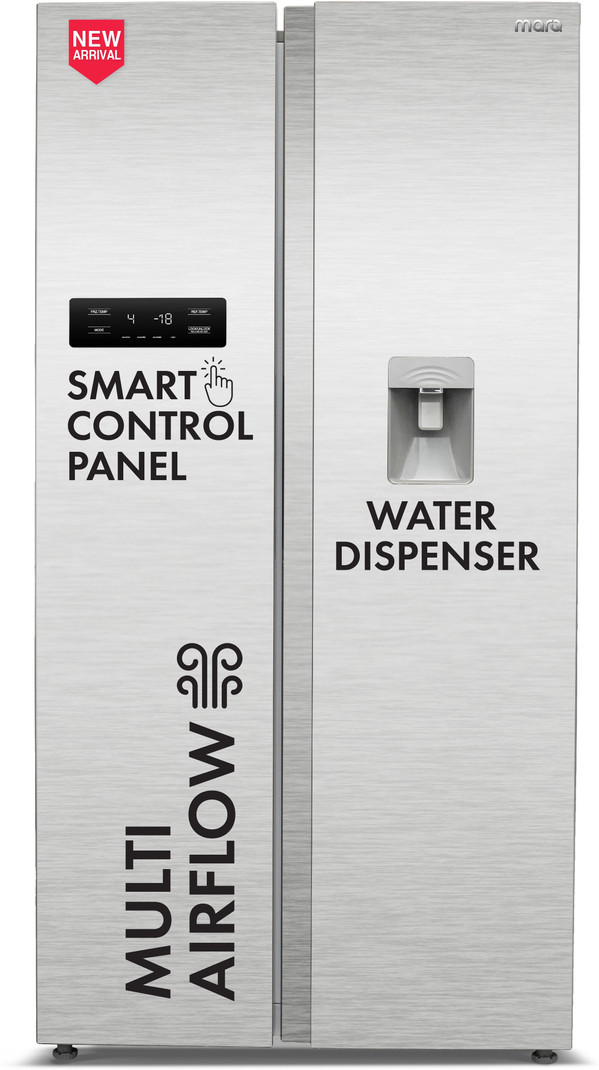 MarQ by Flipkart 584 L Frost Free Side by Side Refrigerator  with Water Dispenser, Fresh Lock and Multi Airflow Technology (Silver, 584MS025MQSD)